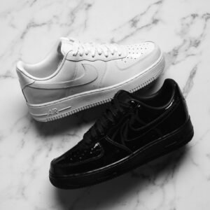 all white and all black air nike sneakers low tops pallet