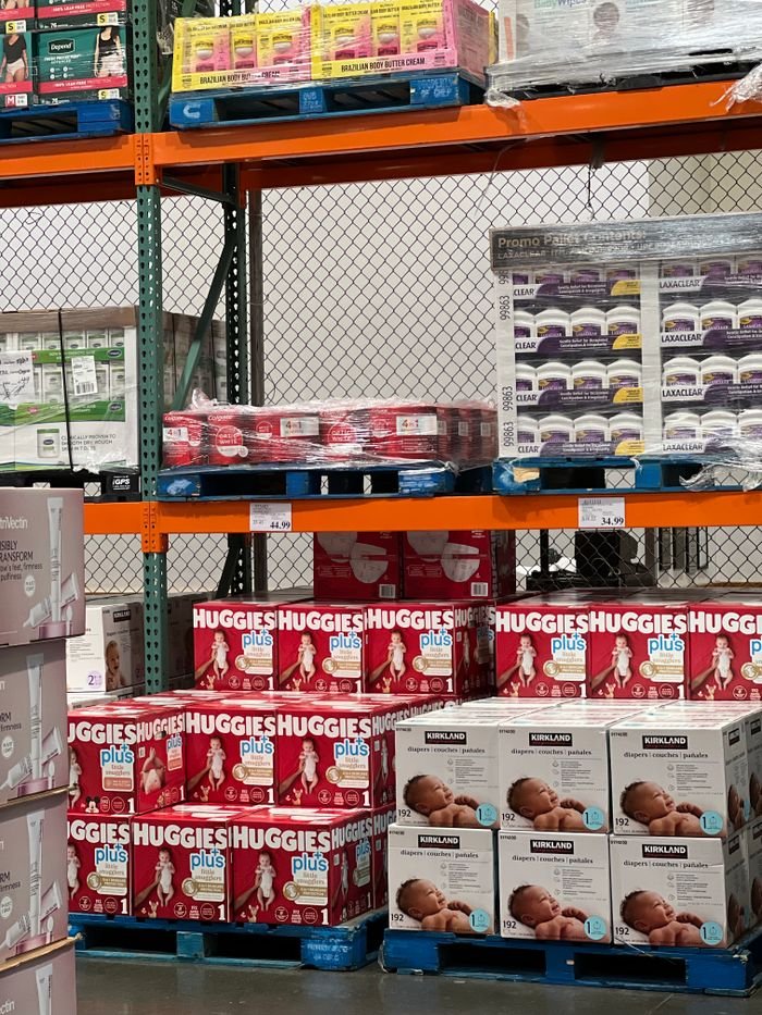 The Art of Drawing Readers In: Your attractive post title goes here Stock photo of shelves filled with various baby diaper brands in a warehouse setting.
